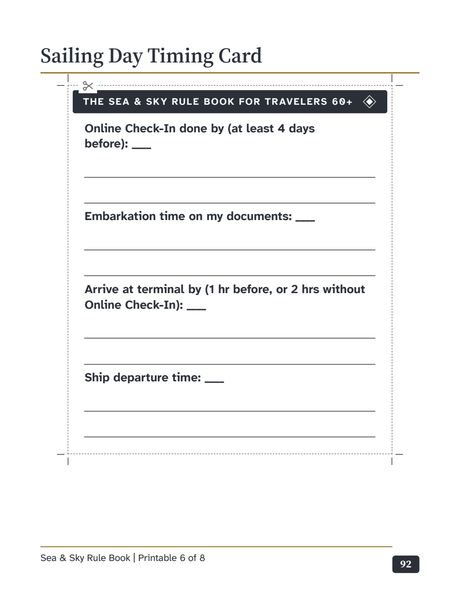 Page 92 of 98: Printable: Sailing Day Timing Card